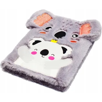 Notes A5 Starpak Dívčí deník Plyšová obálka Koala Velké odstíny šedé a stříbrné