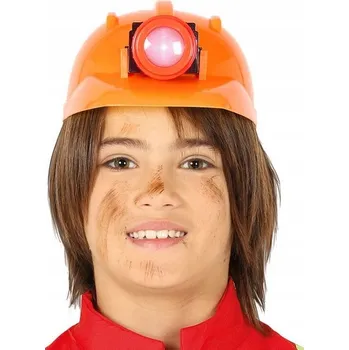 Cyklistická přilba STAVEBNÍ PŘILBA S ČELOVKOU SVÍTÍCÍ ORANŽOVÁ