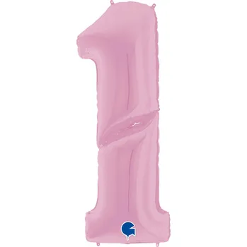 Balónek Fóliový balónek růžový číslice číslo 1, výška 63 cm - První narozeniny (Roczek)