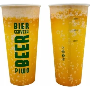 Jednorázové nádobí Papírové kelímky na pivo a kelímky z eko papíru 500 ml 50 ks