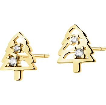 Náušnice Zlaté náušnice se zirkony - vánoční stromeček - AP541-9618