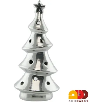 Vánoční dekorace Stromeček na svíčku stříbrný 33 cm (Soška vánočního stromku na svíčku)