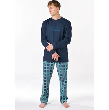 Pánské pyžamo dlouhé 79205P modré vel.3XL - Gina