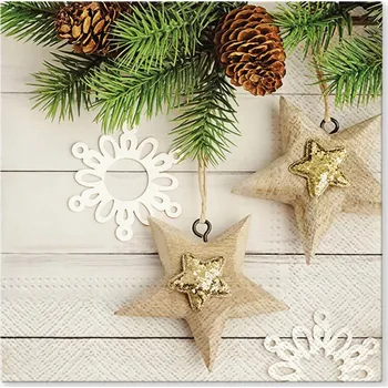 Papírový ubrousek Ubrousky s motivem vánočních baněk, hvězd a svátků, 20 ks