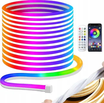 LED osvětlení 5m LED pásek RGB NEON FLEX 24V Bluetooth Dálkový Ovladač Napájecí zdroj LED pásek