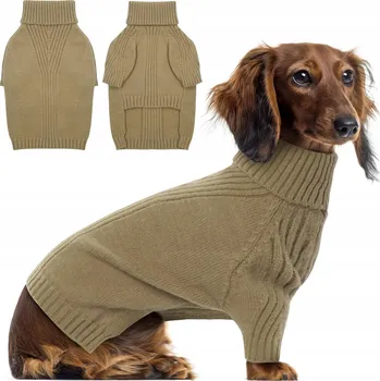 Obleček pro psa Svetr pro psa, teplé oblečení s rolákem na zimu, hnědá barva, velikost L