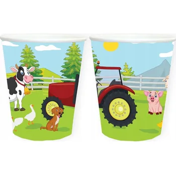 Party nádobí Farmářské narozeninové Kelímky pro děti 250 ml 6 ks Farmářská zvířata