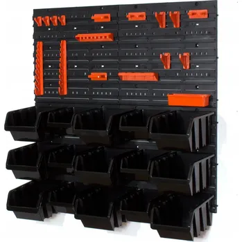 Obraz Dílenská nástěnná deska / panel na nářadí 80 x 80 cm + 15 boxů/úložných boxů