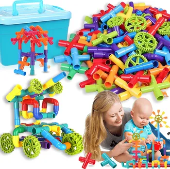 ostatní stavebnice SADA STAVEBNÍCH BLOKU PRO DĚTI TRUBIČKY POTRUBÍ BAREVNÉ 460 DÍLŮ