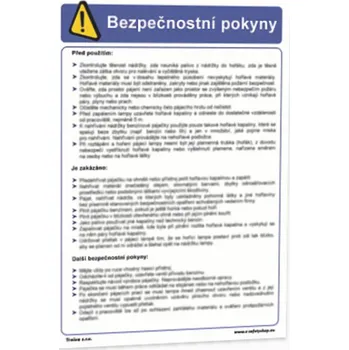 Traiva s.r.o. Bezpečnostní pokyny pro práci v kuchyni Verze: Samolepka 210 x 297 mm (A4) tl. 0.1 mm - Kód: 02285