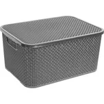 BRANQ Rattan L 27,8 x 38 cm grafitový – plastový úložný koš s víkem