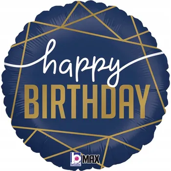 Balónek Fóliový balónek Happy Birthday, tmavě modrý, 46 cm
