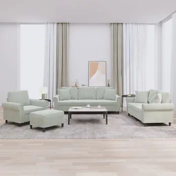 Pohovka zahrada-XL 4dílná sedací souprava s polštáři světle šedá samet 3202200