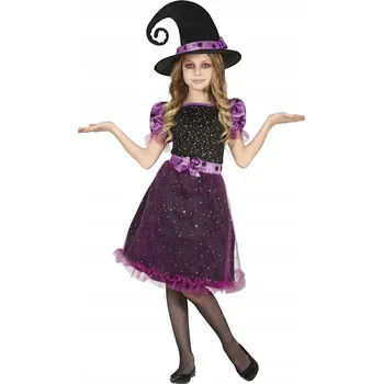 Karnevalový kostým KOSTÝM FIALOVÁ ČARODĚJNICE HALLOWEEN 104