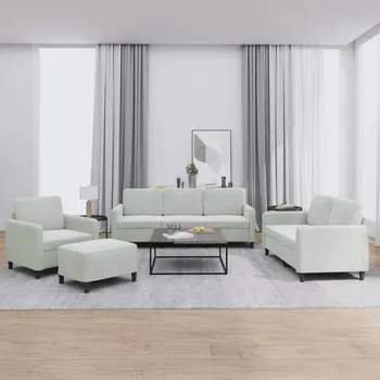 Pohovka zahrada-XL 4dílná sedací souprava světle šedá samet 3201944