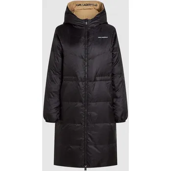 Dámský kabát KABÁT KARL LAGERFELD REVERSIBLE LONG LOGO DOWN COAT BLACK NOUGAT