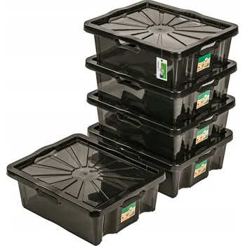 Úložný box 5x Nádoba 15,5L Franz pro skladování a stohování + Víko