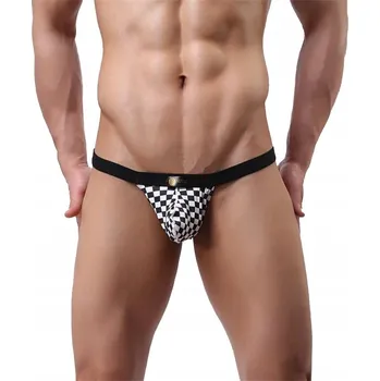 Pánské spodní prádlo Pánské slipy tanga s kostkovaným šachovnicovým vzorem Push UP - XL