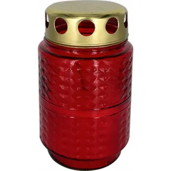 Svíčka GRANIT HŘBITOVNÍ SVÍČKA SKLENĚNÝ SVÍTILNA HŘBITOVNÍ ČERVENÁ 21 cm