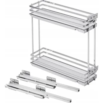 Nábytkové kování Cargo koš boční pravý GTV MOVIX PRO do skříňky 20 cm s tlumením dovírání chrom bílý