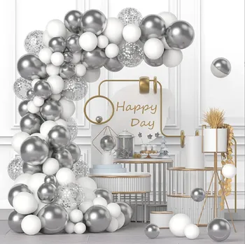 Balónek Sada balónků na girlandu stříbrná 102 ks