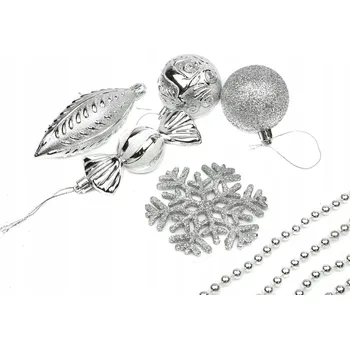 Vánoční dekorace Stříbrné ozdoby na vánoční stromeček 25 ks