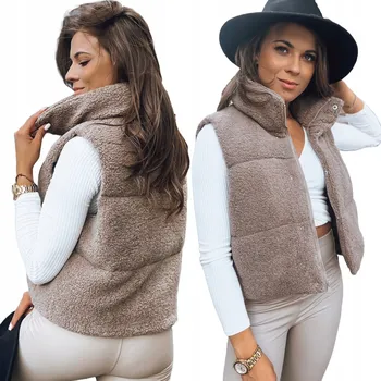 Dámská vesta Hnědá kožíšková vesta BEEWARM TY3800 Velikost: 2XL