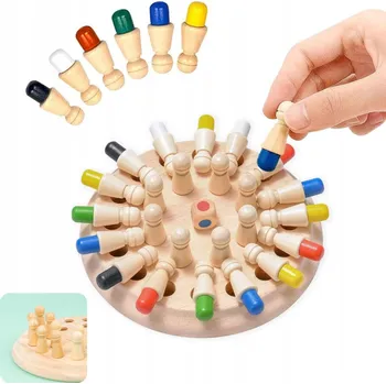 Dřevěná hračka DŘEVĚNÉ HRAČKY MONTESSORI HRA PRO DĚTI ŠACHY Hračky pro děti