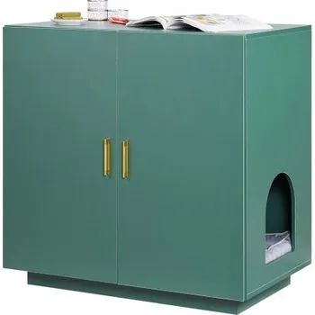 Přislušenství pro kočičí toaletu VEVOR skříň na kočičí toaletu, skrytá skříňka na kočičí toaletu 80 cm, dřevěná vnitřní kočičí toaleta s větracími otvory, dvoudveřový nábytek do kočičího domečku, boční stolek, vhodný do většiny kočičích toalet
