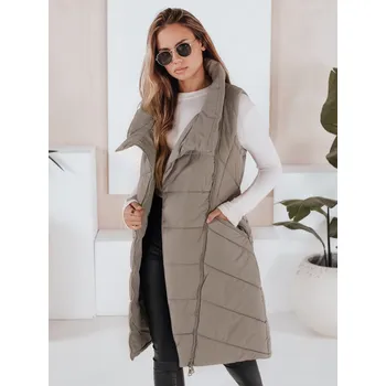 Dámská vesta Světle zelená prošívaná vesta s asymetrickým zipem SERKIS TY3279 Velikost: S