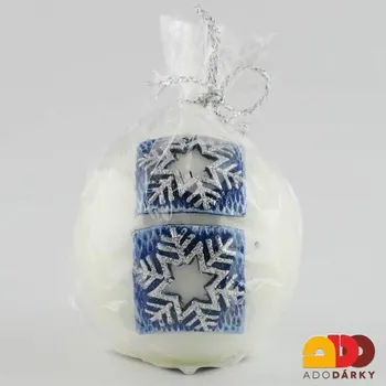 Svíčka Svíčka koule sněhové vločky modré 80 mm