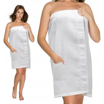 Dámské pareo do sauny, osuška, velikost S/M, vaflová struktura, bílé, 80x135 cm, SPA