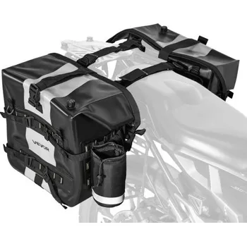 brašna na kolo Motocyklová podsedlová brašna VEVOR, 56 l (28 l x 2), velkokapacitní boční podsedlová brašna kompatibilní s většinou motocyklů, nepromokavá tkanina, úložný prostor pro outdoorové sporty a motocyklové zavazadla s odnímatelnou vnitřní taškou, černá