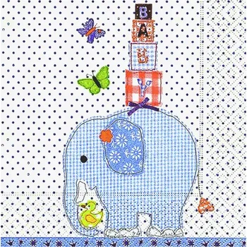 Papírový ubrousek Ubrousky Slon Baby modré 33cm 20ks