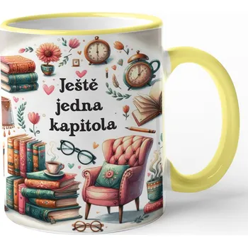 Hrnek pro milovníky knih - Ještě jedna kapitola, Barva Žlutá, Velikost 330 ml, Canvas Keramický hrnek s barevným uchem Bezvatriko.cz 3031