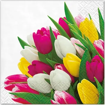 Papírový ubrousek Ubrousky Kytice tulipánů 25 cm 20 ks Jaro