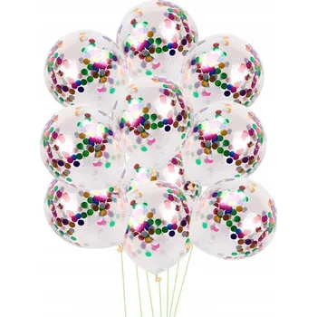Balónek Průhledné balónky s barevnými konfetami 30 cm, 100 ks