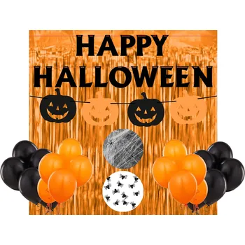 Party dekorace Sada Dýně Balónky Závěs Pavouci Girlanda Banner 34 ks Halloween