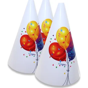 Balónek Papírové narozeninové čepičky Congee s balónky, 6 ks