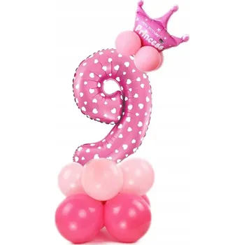Balónek Sada balónků PartyPal číslice 9 růžová, 12 kusů