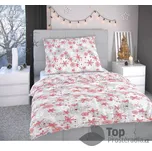 Vánoční flanelové povlečení 140x200+70x90 VLOČKY červenošedé