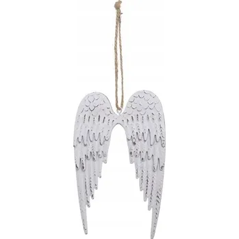 Vánoční dekorace Závěsné kovové křídlo bílé 14 cm – vánoční dekorace