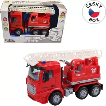 autíčko Hasičské auto s plošinou na setrvačník 16 cm