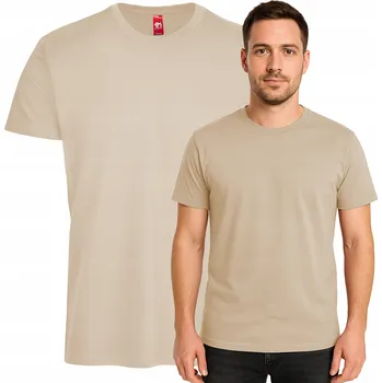 Tričko bavlněné tričko krátký rukáv unisex pánské hladké béžové M