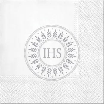 Papírový ubrousek UBROUSKY K PRVNÍMU SVATÉMU PŘIJÍMÁNÍ ornament IHS stříbrné 20 kusů