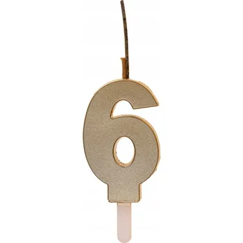 Svíčka Svíčka číslice zlatá s fontánou studených jisker šestka 9 cm