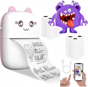 Bezpečnostní kamera Multifunkční Termální Tiskárna pro Tisk Fotek a Štítků DRUKUŚ + Role 11 kusů