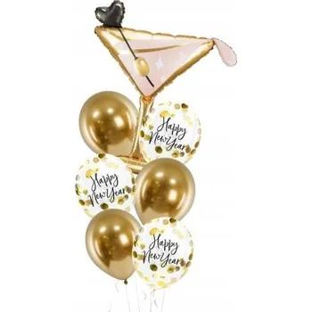 Balónek Sada balónků na Silvestra "Happy New Year" martini
