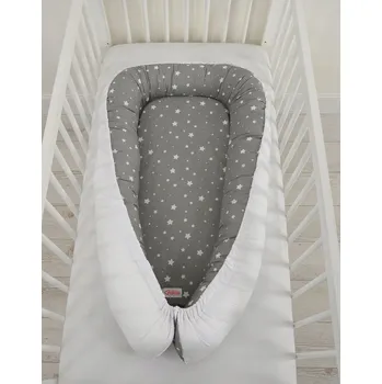 Zavinovačka Oboustranné hnízdečko pro miminko, ohrádka zavinovačka Premium BOBONO - mini hvězdičky bílá