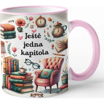 Hrnek pro milovníky knih - Ještě jedna kapitola, Barva Růžová, Velikost 330 ml, Canvas Keramický hrnek s barevným uchem Bezvatriko.cz 3201